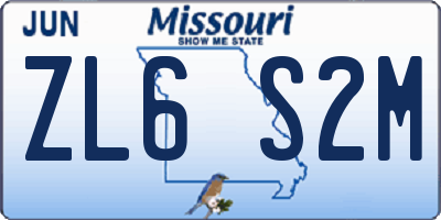 MO license plate ZL6S2M