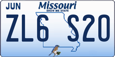 MO license plate ZL6S2O