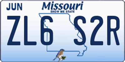 MO license plate ZL6S2R