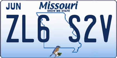 MO license plate ZL6S2V