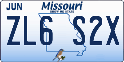 MO license plate ZL6S2X