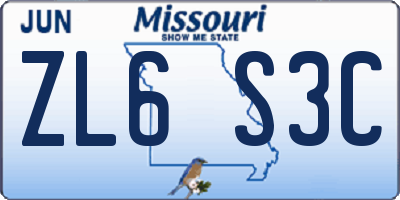 MO license plate ZL6S3C