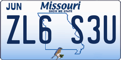 MO license plate ZL6S3U