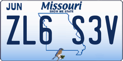 MO license plate ZL6S3V
