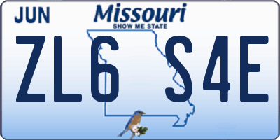 MO license plate ZL6S4E