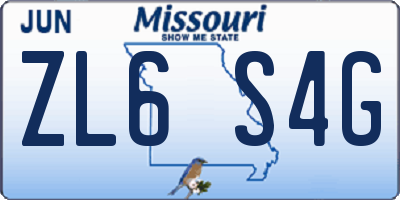 MO license plate ZL6S4G