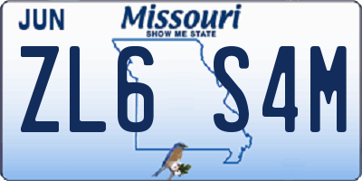MO license plate ZL6S4M