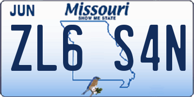 MO license plate ZL6S4N