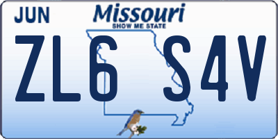 MO license plate ZL6S4V