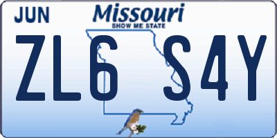 MO license plate ZL6S4Y