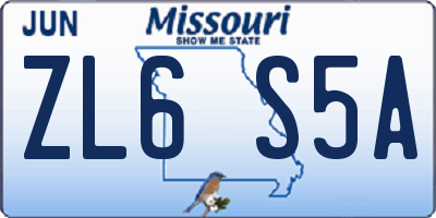 MO license plate ZL6S5A