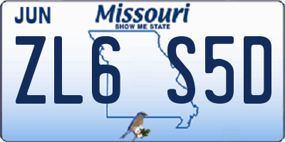 MO license plate ZL6S5D