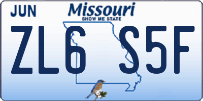 MO license plate ZL6S5F