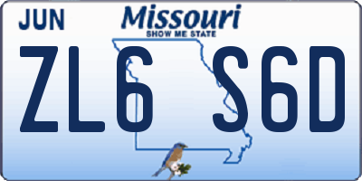 MO license plate ZL6S6D
