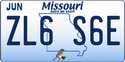 MO license plate ZL6S6E