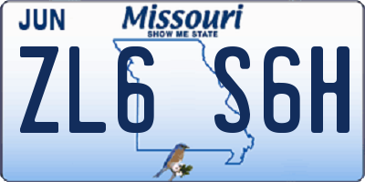MO license plate ZL6S6H
