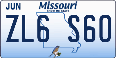MO license plate ZL6S6O