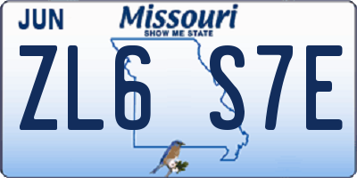 MO license plate ZL6S7E
