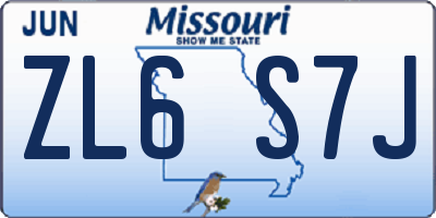 MO license plate ZL6S7J
