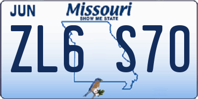 MO license plate ZL6S7O