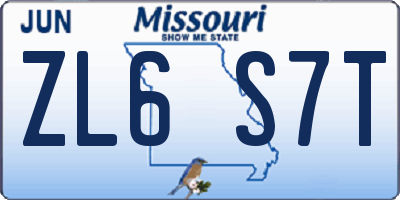 MO license plate ZL6S7T