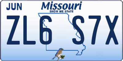 MO license plate ZL6S7X
