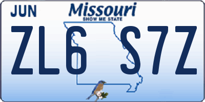 MO license plate ZL6S7Z