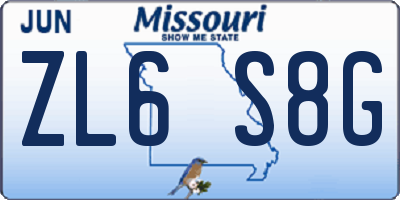 MO license plate ZL6S8G