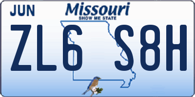MO license plate ZL6S8H