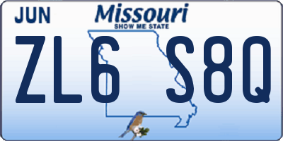 MO license plate ZL6S8Q