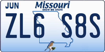 MO license plate ZL6S8S