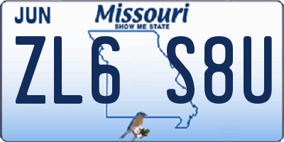 MO license plate ZL6S8U