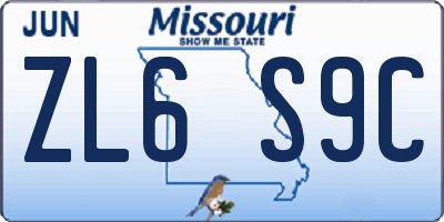 MO license plate ZL6S9C