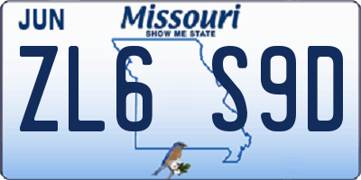 MO license plate ZL6S9D