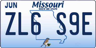 MO license plate ZL6S9E