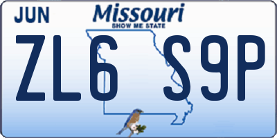 MO license plate ZL6S9P