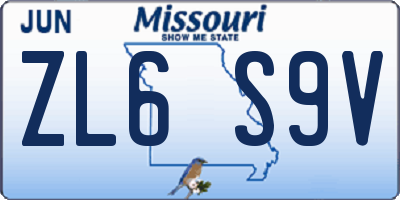MO license plate ZL6S9V