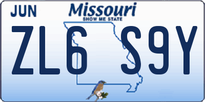 MO license plate ZL6S9Y