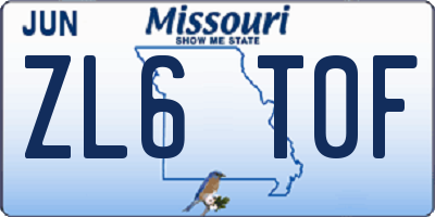 MO license plate ZL6T0F