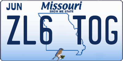MO license plate ZL6T0G