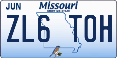MO license plate ZL6T0H