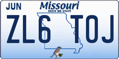 MO license plate ZL6T0J