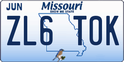 MO license plate ZL6T0K