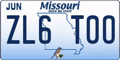 MO license plate ZL6T0O