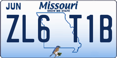 MO license plate ZL6T1B