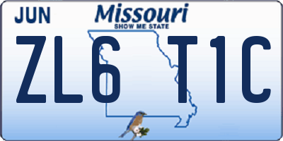 MO license plate ZL6T1C