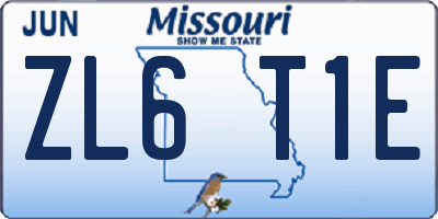 MO license plate ZL6T1E