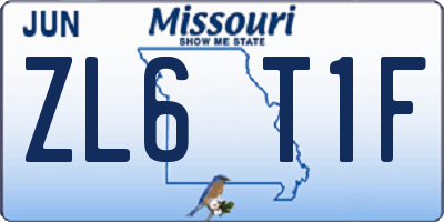MO license plate ZL6T1F