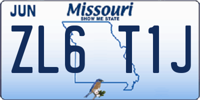 MO license plate ZL6T1J