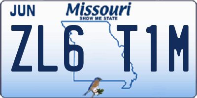 MO license plate ZL6T1M